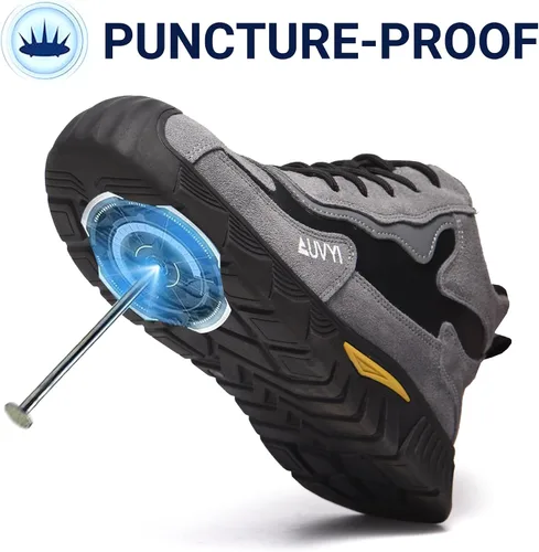 Miniatura 5 de AUVYI Botas de trabajo con punta de acero para hombres – Zapatos de seguridad cómodos y duraderos a prueba de chispas, botas de construcción