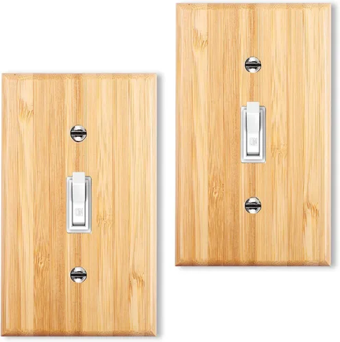 Miniatura 18 de 4 placas de interruptor de luz de palanca simple de madera maciza de 4.5 x 2.76 pulgadas, cubierta de interruptor de luz de bambú de calidad