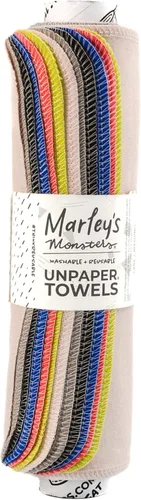 Miniatura 16 de Marley's Monsters Toallas sin papel - Rollo de 12 unidades, Toallas de papel reutilizables sin papel, de algodón, libres de árboles (Crepúsculo)
