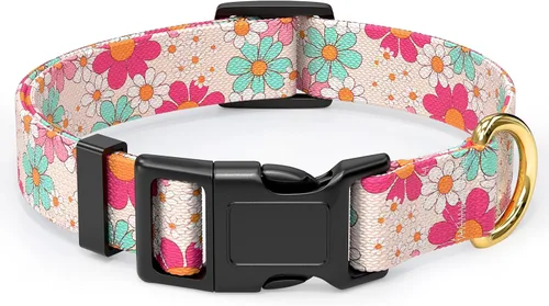 Miniatura 8 de Rnivvi Collar para perros pequeños, lindo collar floral resistente ajustable para cachorros con hebilla de liberación rápida para niño, niña
