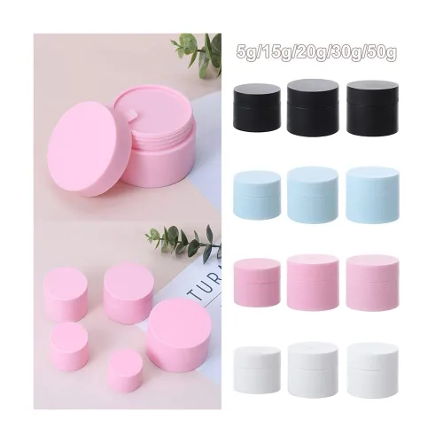 Miniatura 3 de Botella recargable Viaje Crema Cara Tarro Caja Cosmética Plástico Apretado Envase Vacío Muestra Botella, negro, 1.76 oz