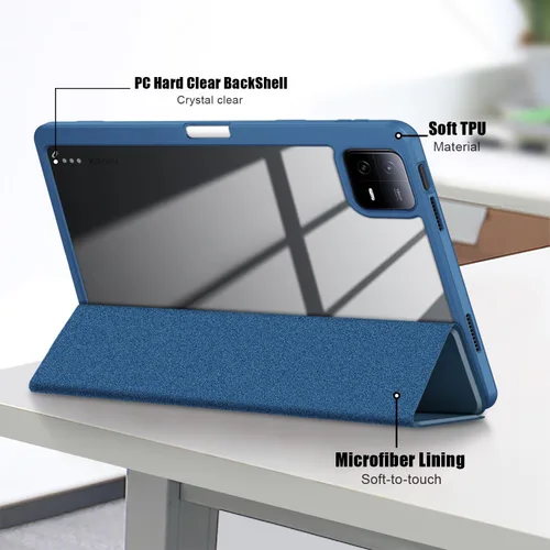 Miniatura 3 de Funda para Xiaomi Pad 6 de 11 pulgadas, carcasa rígida transparente para Xiaomi Pad6 Pro 2023, con encendido y apagado automático, azul oscuro