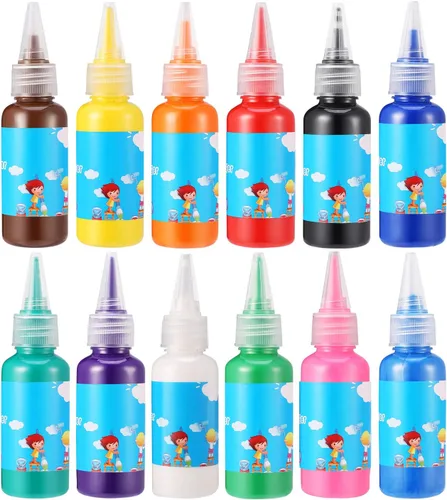 Pintura para dedos, pintura de dedos para niños, pinturas de dedos no tóxicas para niños pequeños de 1 a 3 años, pinturas de dedos lavables para