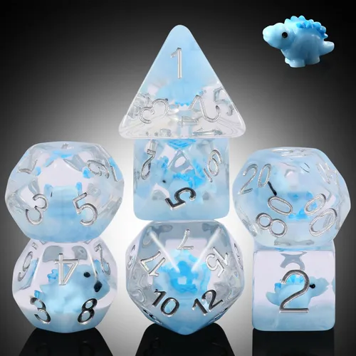Miniatura 32 de Juego de dados de conejo DND, DNDND 7 dados poliédricos de resina con bolsa de terciopelo para juegos de rol D&D Dungeons and Dragons