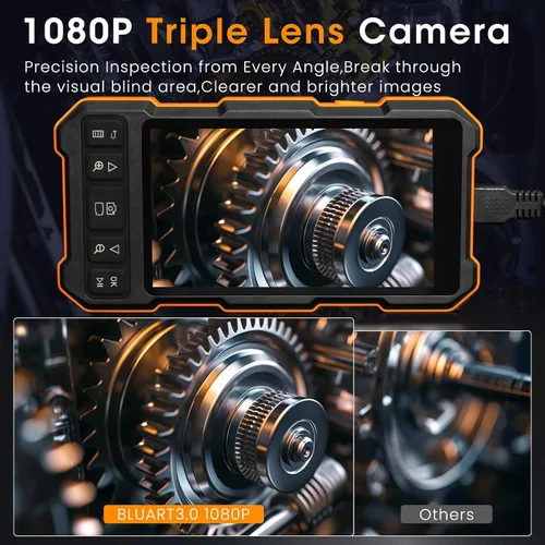 Miniatura 2 de Epicmate Cámara de Inspección de Alcantarillado con Triple Lente - Cámara Serpiente con Luz 16.5 pies, Endoscopio con Pantalla IPS de 5" con Luces
