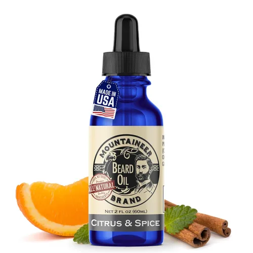 Mountaineer Brand - Aceite natural para barba con aroma cítrico y especias, fabricado en Virgina Occidental, hidrata, suaviza y acondiciona el