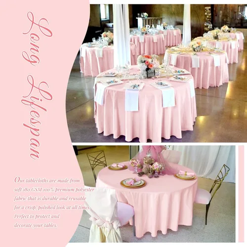 Miniatura 35 de Showgeous Paquete de 4 manteles redondos color rosa intenso de 120 pulgadas de poliéster para mesas redondas, manteles de tela decorativa lavable