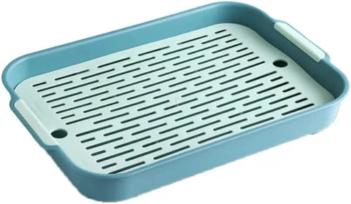 Miniatura 9 de Gigicloud Caja de arena de conejo con rejilla, 10.5 x 7.2 pulgadas, bandeja de arena para conejillos de indias, anti-rotación para mascotas, Doble
