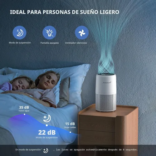 Miniatura 6 de Purificador de aire para el hogar y dormitorio, filtro de aire HEPA AromaRoom H13 para humo, polen, caspa, pelo, olor, limpiador de aire 3 en 1