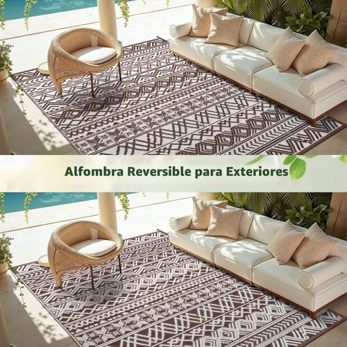 Miniatura 6 de MontVoo Alfombra de exterior impermeable de 5 x 8 pies, para patio al aire libre, pajita de plástico reversible, alfombra de exterior para caravana