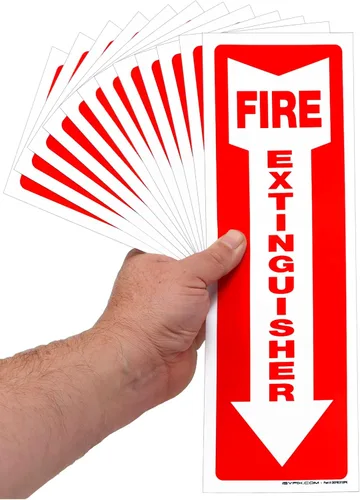 iSYFIX Calcomanías de letreros para extintor de incendios, paquete de 12 calcomanías de vinilo autoadhesivas de alta calidad, laminadas para máxima
