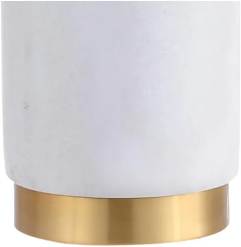 Miniatura 5 de JONATHAN Y Lámpara de mesa LED de mármol blanco/latón dorado de 23 pulgadas, lámpara de columna moderna contemporánea con pantalla de tambor de lino
