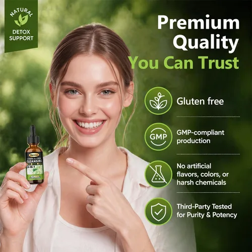 Miniatura 7 de Lymph & Liver Cleanse Liquid Drops, 20-in-1 Lymphatic Drainage Drops, Natural Herbal Complex with Milk Thistle, Echinacea, Fucoxanthin - Gentle