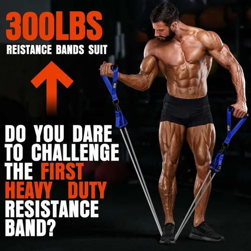 Miniatura 4 de Bandas de resistencia pesada para entrenamiento, bandas de ejercicio de 300 libras con asas, bandas de entrenamiento para hombres, juego de bandas