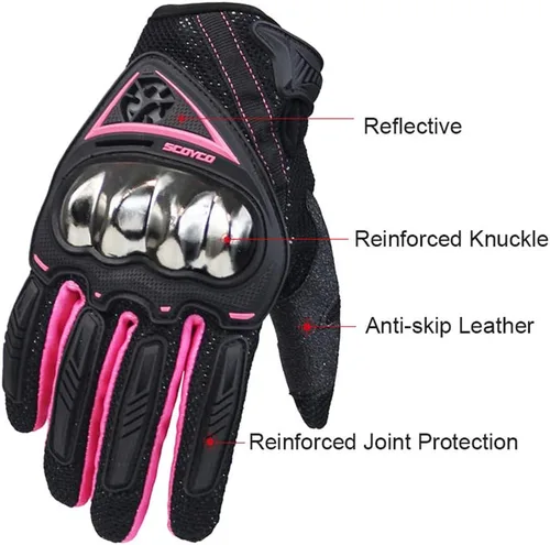 Miniatura 4 de Scoyco - Guantes de motocicleta para mujer con pantalla táctil, acolchados, transpirables, antideslizantes para MBX/MTB/ATV, guantes
