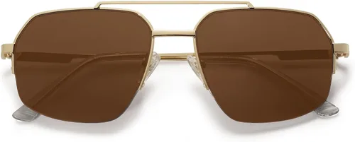 Miniatura 20 de SOJOS Trendy Aviator Sunglasses Mens Womens Retro Double Bridge Metal Frame Semi-Rimless Shades SJ1191