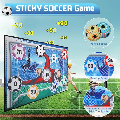 Miniatura 3 de VATOS Juego de Pelota de Fútbol de Juguete para Niños y Niñas, Juego de Portería de Fútbol de Lanzamiento para Interiores y Exteriores con 2