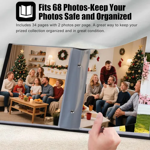 Miniatura 5 de Álbum de fotos de 6 x 8 pulgadas con capacidad para 68 fotos, álbum de fotos de 6 x 8 pulgadas con capacidad para 68 imágenes, cubierta de cuero