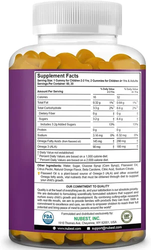 Miniatura 8 de NuBest Gomitas de Omega 3 para niños y adolescentes con aceite de linaza Apoya el crecimiento cerebral, claridad mental, enfoque y salud ocular