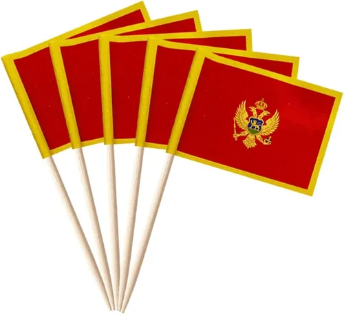 Miniatura 40 de stidsds 100 banderas de Albania con palillos de dientes de Albania, mini adornos pequeños para cupcakes albaneses, banderas de palo para fiesta