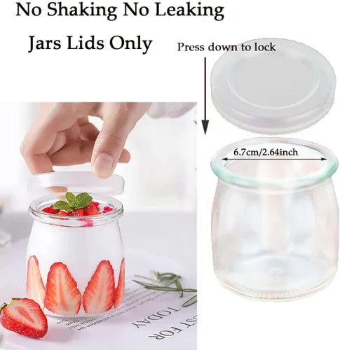 Miniatura 4 de 15 tapas para tarros de yogur, plástico transparente, reutilizables, polipropileno sin BPA, parte superior de rosca, transparentes, redondas, aptas