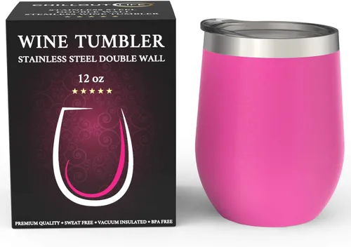 Miniatura 2 de CHILLOUT LIFE - Vaso de acero inoxidable de 12 onzas con tapa y caja de regalo, diseño de viaje, aislamiento al vacío de doble pared, para café