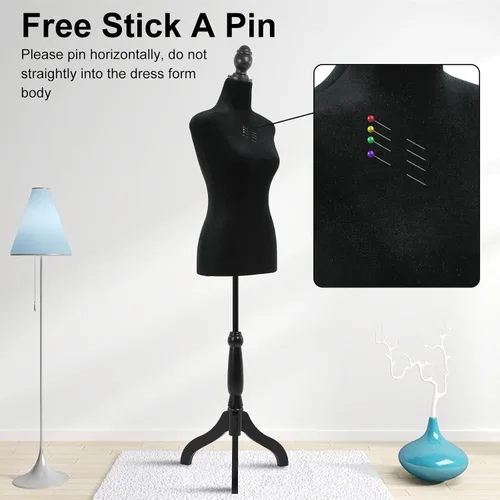 Miniatura 4 de BLKMTY Maniquí femenino con forma de torso, maniquí de costura, altura del cuerpo, ajustable, modelo de vestido con base de trípode, para costura