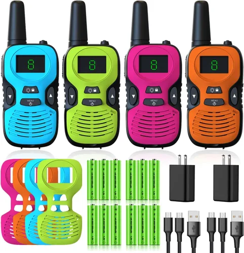 Miniatura 7 de Walkie Talkies para niños recargables paquete de 2: Walkie-Talkies para niños - Walky Talky para niños - Largo alcance al aire libre, caminatas