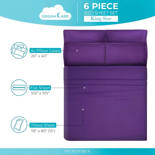 Miniatura 302 de DREAMCARE Juego de sábanas Queen – 6 piezas Sábanas de enfriamiento – hasta 15” Sábanas profundas tamaño Queen – Colección 2500 Supreme – Extra 03