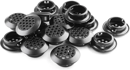 Miniatura 9 de 20 rejillas de ventilación circulares de 1 pulgada (0.984 in), rejilla de ventilación redonda de acero inoxidable para cocina, baño, gabinete, Blanco