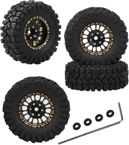 Llantas y ruedas de latón completo RC de 1.2 pulgadas Beadlock para auto de oruga RC 1/18 1/24 Trx4m Axial SCX24 FMS FCX24, 4 unidades (1.2