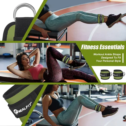 Miniatura 5 de NEALFIT Correa de tobillo para máquina de cable, tobillera de gimnasio para patadas, extensiones de piernas, entrenamientos de glúteos, abductores