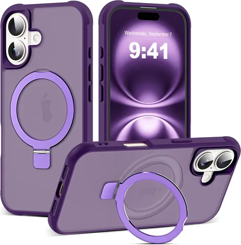 Miniatura 65 de SKYLMW – Funda compatible con iPhone 12 Pro Max y iPhone 13 Pro Max con soporte magnético invisible tipo anillo, fundas translúcidas para teléfonos