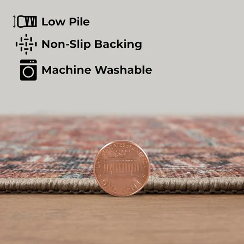 Miniatura 6 de GLN Rugs Traditional Collection - Alfombra de felpilla lavable a máquina, tradicional, antideslizante, alfombra de felpilla de pelo bajo, para sala