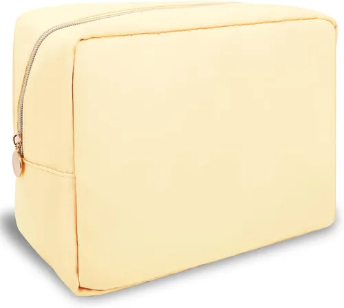 Miniatura 38 de izuzta Bolsa de maquillaje pequeña de nylon para bolso, linda bolsa de cosméticos con cremallera, bolsa de maquillaje preppy, Azul, Mini 2-Azul