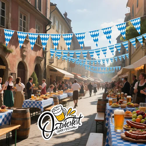 Miniatura 8 de Bandera de cuadros bávaros de Oktoberfest de 118 pies, banderín bávaro grande para Oktoberfests alemanes para decoración de fiestas temáticas