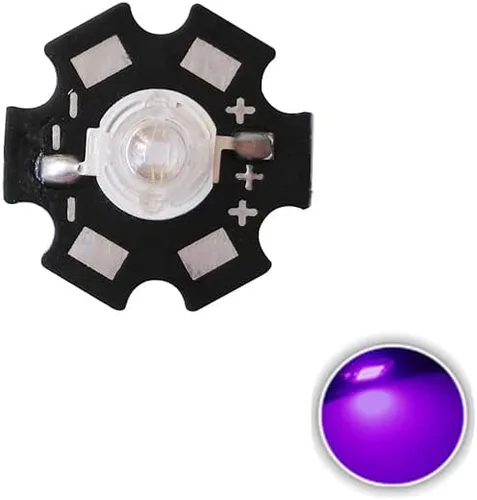 Miniatura 4 de 3W ULTRAVIOLETA púrpura LED bombillas ultravioleta lámpara chips 365nm 375nm 380nm 385nm 395nm 405nm 410nm 420nm con 0.787 in PCB sustrato