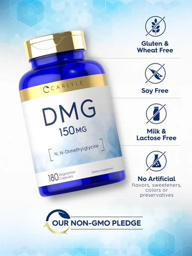 Miniatura 5 de Carlyle DMG N-dimetilglicina 150 mg 180 cápsulas Suplemento sin OMG, sin gluten
