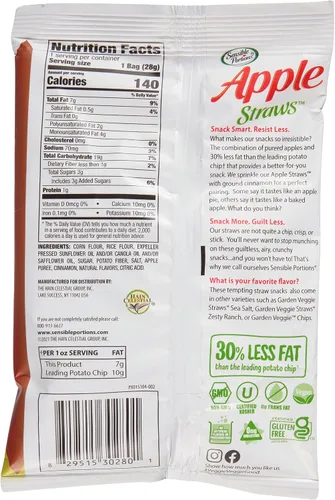 Miniatura 11 de Sensible Portions Veggie Straws – Paquete de sabores variados de sal marina, ranch, cheddar, manzana con canela, 1 oz (28 g) (paquete de 24 unidades)
