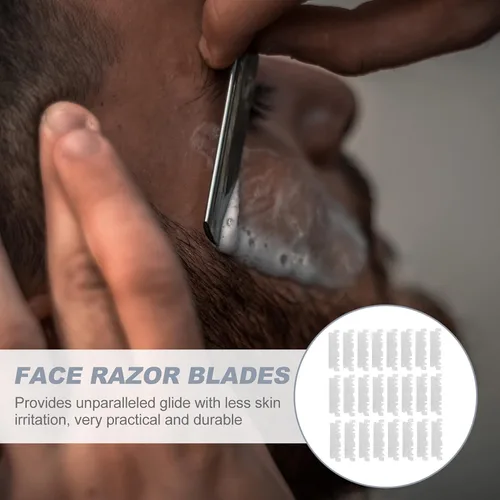 Miniatura 4 de Beaupretty 100 unids rasuradora de mano cuchilla de afeitar facial de acero cortador de cara barbería rasuradora de cara hombres cortador de fresado