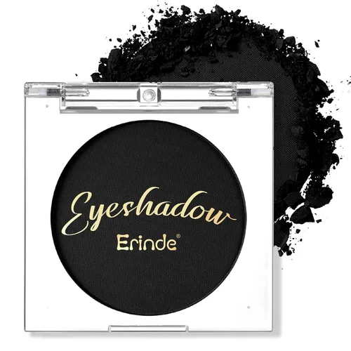 Erinde Sombra de Ojos Negra, Sombra de Ojos Mate en Polvo Compacto, Maquillaje de Párpado de Tono Mate para Mujeres, Alta Pigmentación, Larga 01#