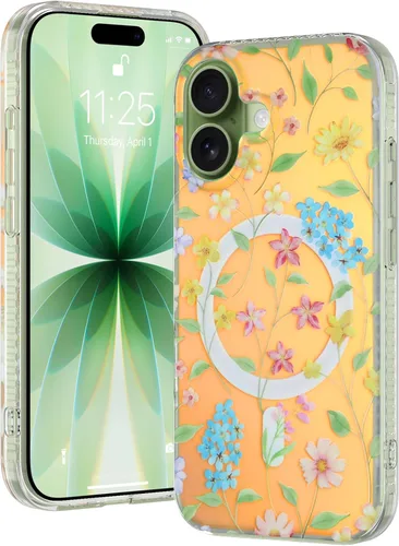 Miniatura 26 de OOK Magnetic for iPhone 17 Case Clear Pretty Flower Girls Women [Not Yellowing][Screen Protector] [ MagSafe Compatible] with Full Camera Lens