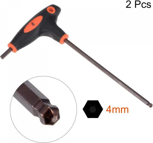 Miniatura 3 de uxcell Llave hexagonal de extremo de bola de 0.157 in, llave inglesa con mango en T, acero métrico S2 2 piezas