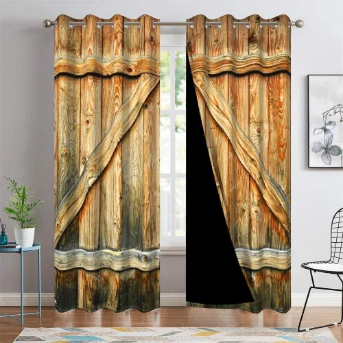 Miniatura 108 de Cortinas rústicas para ventana de puerta de granero, puerta de madera gris, puerta de garaje, tratamiento de ventana para sala de estar, dormitorio