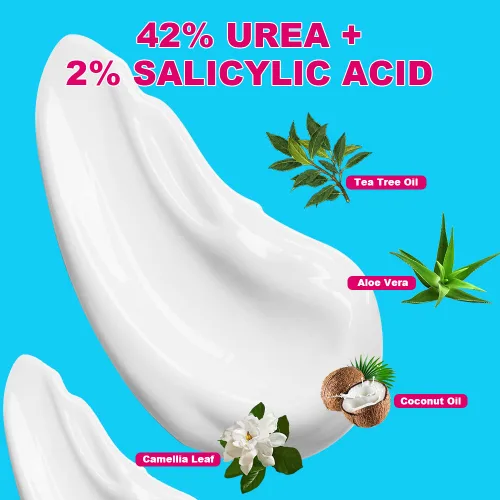 Miniatura 2 de Crema de urea 42 por ciento para pies, 42% crema de urea para pies con 2% de ácido salicílico, para pies, manos, talones, codos, uñas y rodillas, 4
