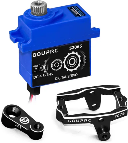 GOUPRC 15.4 lbs 2065 Digital Micro Servo Metal Steel Gear Servo con soporte y servo bocina para 1/18 TRX4M Servo RC Car Upgrade Parts (negro)