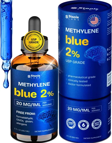 Supreme Methylene Blue Gotas 2% (grado USP) | Suplementos cerebrales para combustible de memoria y concentración | Probado por terceros y pureza