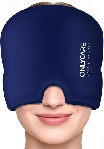 Miniatura 18 de ONLYCARE Gorro de alivio para migraña, máscara calmante para migraña, envoltura de gel de hielo para cabeza sin olor mejorada, terapia de frío