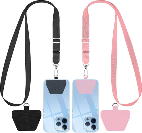 Miniatura 9 de SHANSHUI Cordón para teléfono, correa para el cuello y correa para la muñeca, soporte universal para funda de teléfono, anclaje para todos los Negro