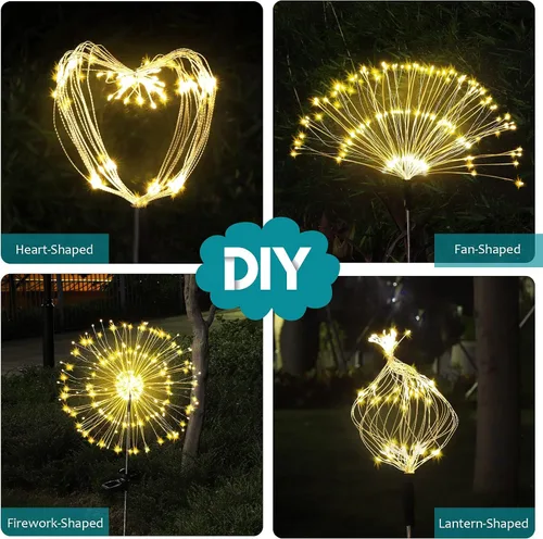 Miniatura 6 de JJGoo - Farolas solares con efecto de fuego, juego de 2, 135 LEDs, 2 modos de iluminación, luces solares para jardín al aire libre, impermeables